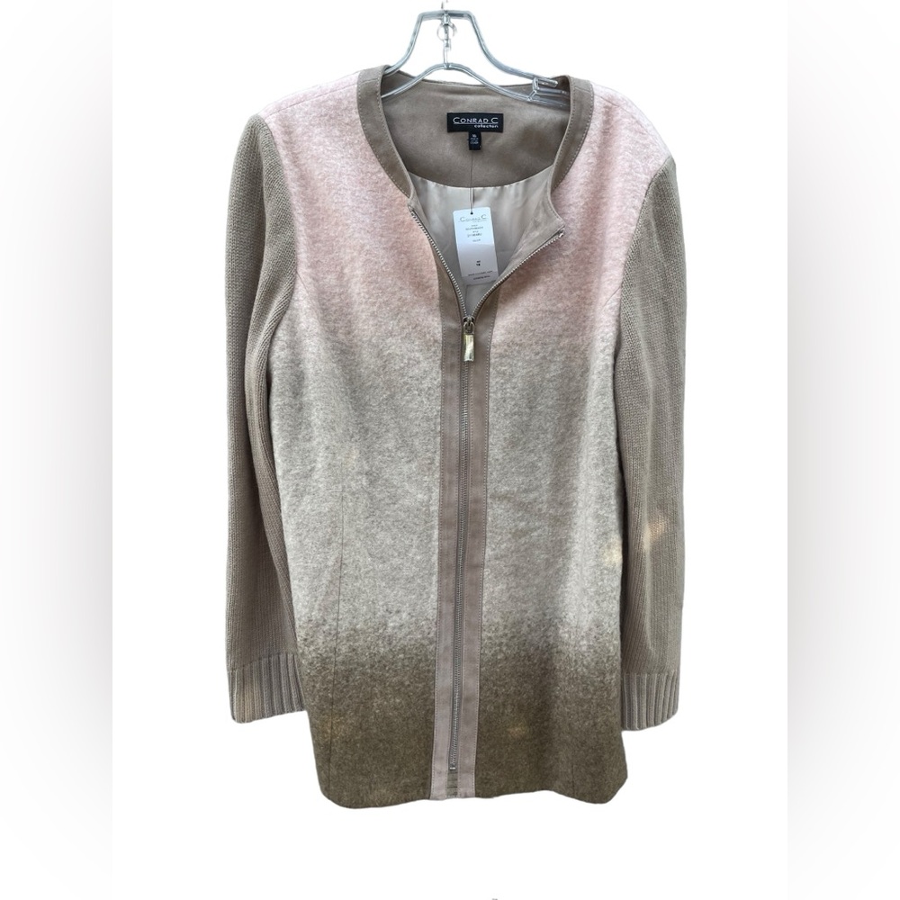Conrad C Collection South Beach Ombre Wool Blend Zip Jacket Pink Taupe 16